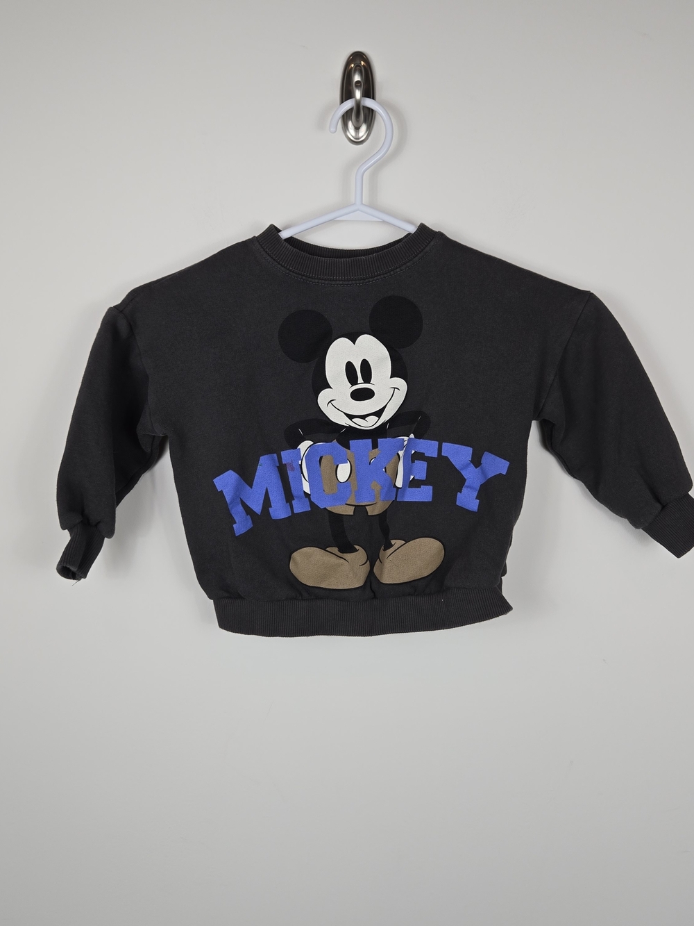 Zara X Disney Mickey Mouse Kids Sweatshirt 3-4Y 104 Faded Black Blue Graphic